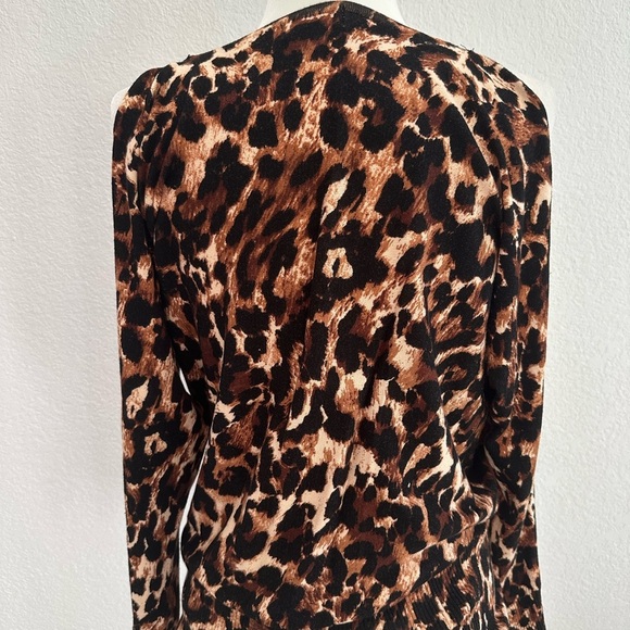 Thalia Sodi Brown Leopard Print Cold Shoulder Blouse - Picture 7 of 8